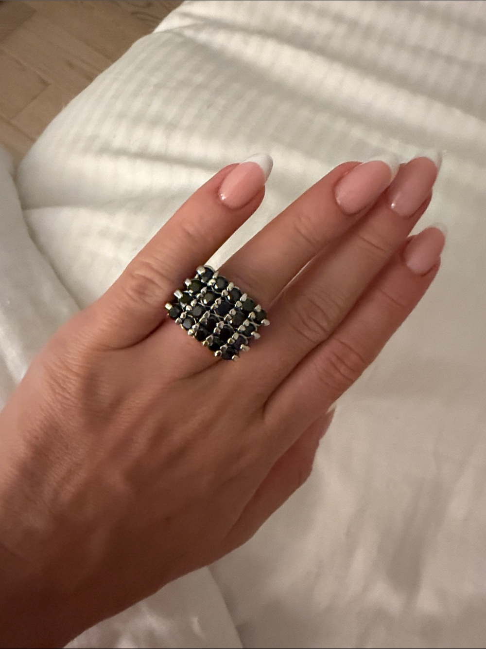 Black Crystal Grid Statement Ring - Women Jewelry